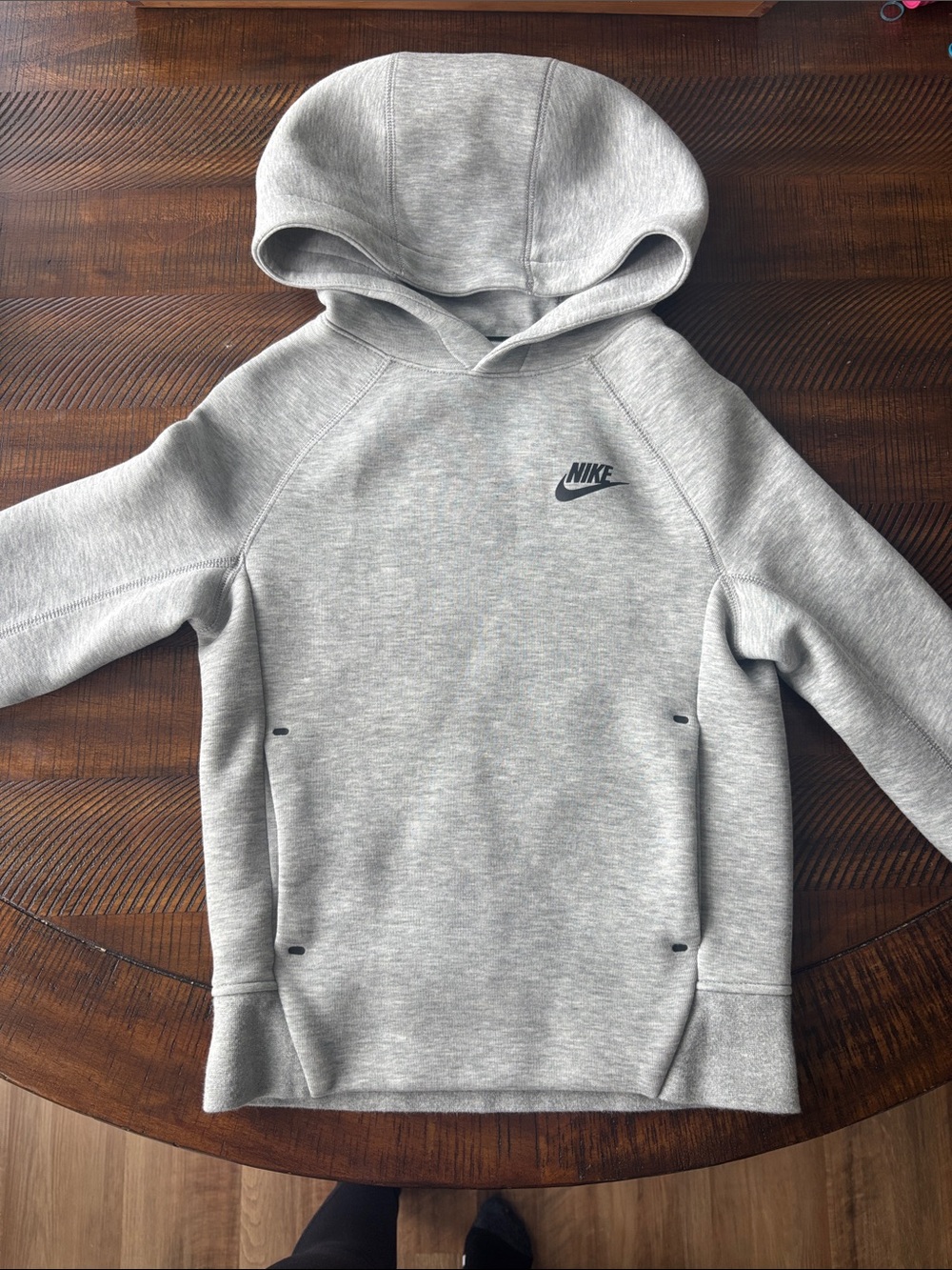 Nike Youth Heather Gray Hooded Sweatshirt with Small Logo